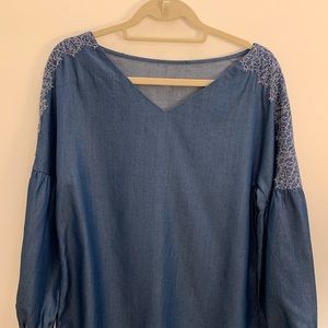 Massimo Dutti Chambray with Lace Top